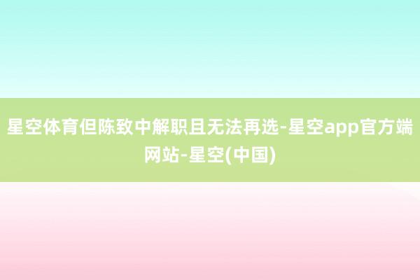 星空体育但陈致中解职且无法再选-星空app官方端网站-星空(中国)