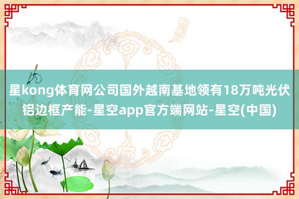 星kong体育网公司国外越南基地领有18万吨光伏铝边框产能-星空app官方端网站-星空(中国)