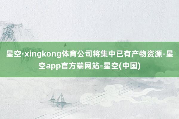星空·xingkong体育公司将集中已有产物资源-星空app官方端网站-星空(中国)