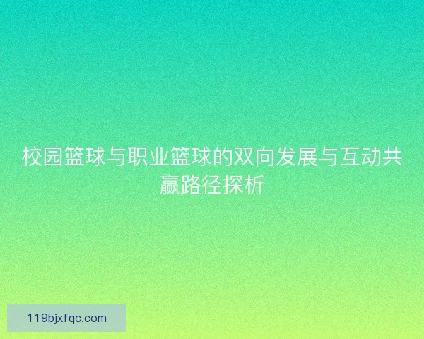 校园篮球与职业篮球的双向发展与互动共赢路径探析